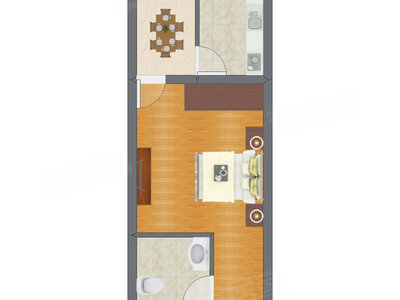 1室1厅 28.46平米户型图