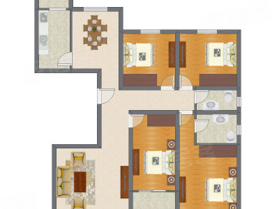 4室2厅 173.95平米户型图