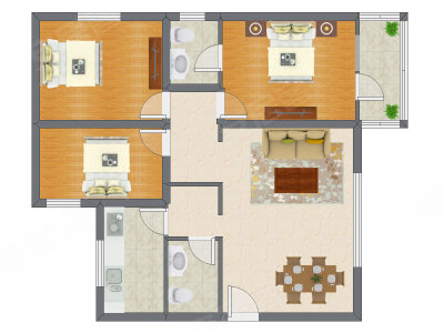 3室2厅 115.86平米户型图