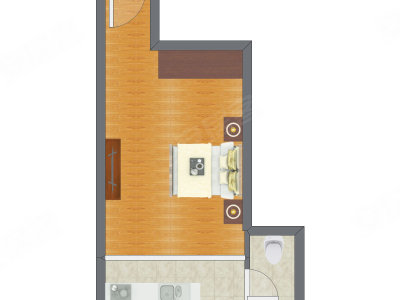 1室0厅 45.99平米户型图