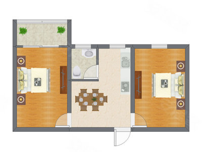 2室1厅 53.17平米
