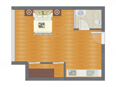 1室1厅 48.99平米户型图