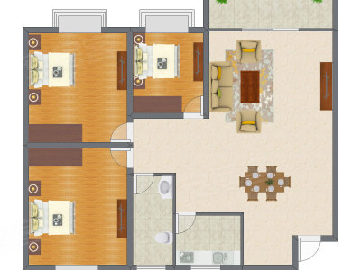 3室2厅 116.89平米