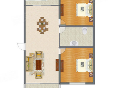 2室1厅 100.81平米户型图