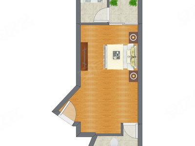 1室0厅 42.81平米户型图