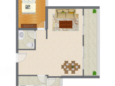 1室2厅 83.55平米