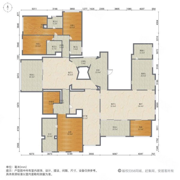 金地佘山天境(公寓住宅)4室3厅4卫252㎡南北1550万