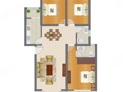 3室2厅 117.33平米户型图