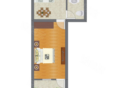 1室0厅 36.86平米户型图