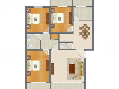 3室2厅 117.33平米户型图