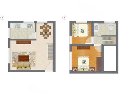 2室2厅 41.79平米户型图