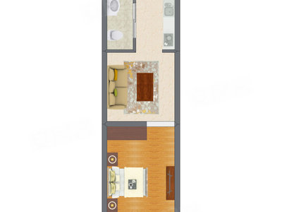 1室1厅 32.45平米户型图