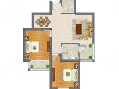 2室2厅 87.80平米户型图