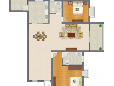 2室2厅 129.00平米户型图