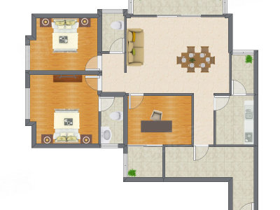3室2厅 128.43平米户型图