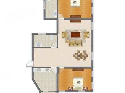 2室2厅 108.80平米户型图