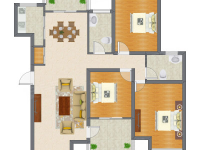 3室2厅 123.82平米户型图