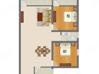 2室2厅 72.60平米