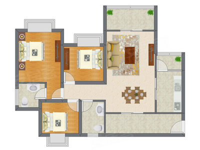 3室2厅 89.50平米