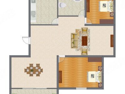 2室1厅 142.31平米