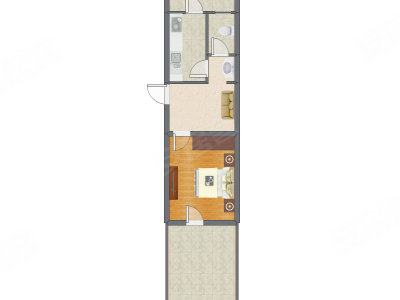 1室1厅 43.89平米