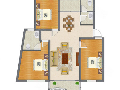 3室2厅 136.00平米户型图