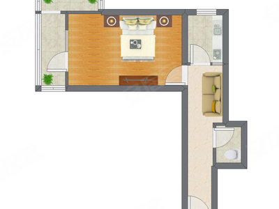 1室1厅 29.15平米户型图