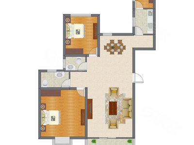 2室2厅 96.18平米户型图