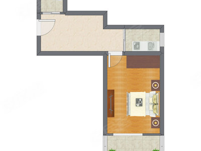 1室1厅 40.10平米