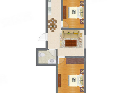 2室2厅 60.04平米户型图