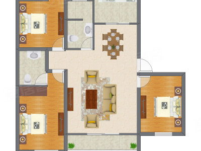 3室2厅 120.33平米户型图