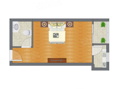 1室0厅 39.61平米户型图