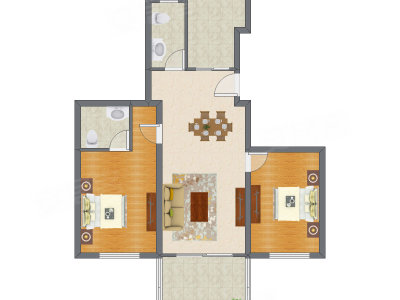 2室2厅 99.26平米户型图