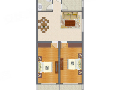 2室2厅 91.75平米