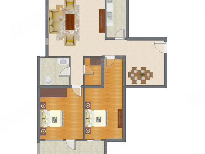 2室2厅 96.76平米户型图