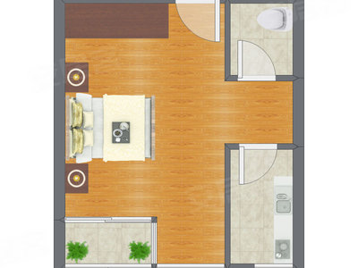 1室0厅 41.44平米户型图
