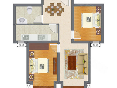 2室2厅 48.60平米