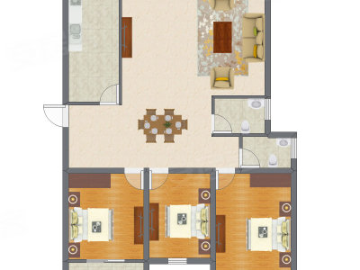 3室1厅 99.67平米
