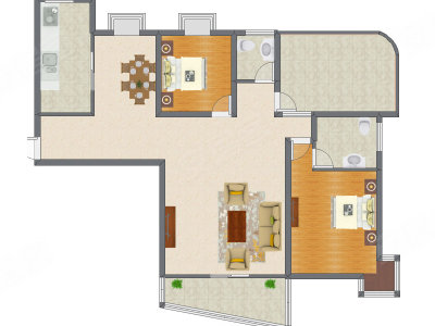 2室2厅 121.73平米户型图