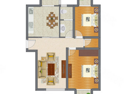 2室2厅 104.82平米户型图