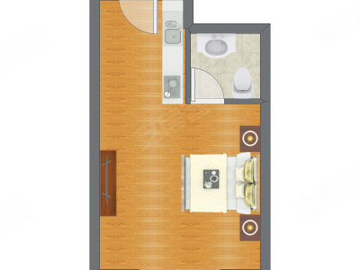 1室0厅 42.45平米户型图