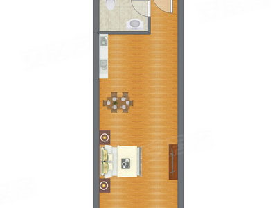 1室0厅 33.61平米户型图