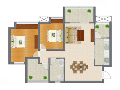 2室2厅 97.32平米户型图