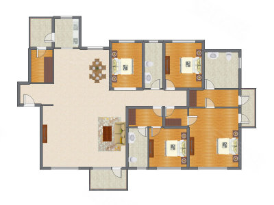 4室2厅 266.50平米户型图