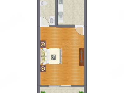 1室0厅 37.47平米户型图