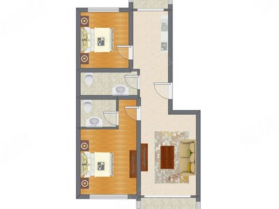 2室1厅 132.18平米