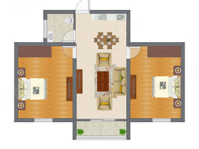 2室1厅 61.23平米