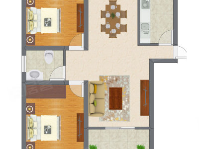 2室2厅 89.31平米户型图