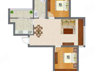 2室2厅 83.80平米