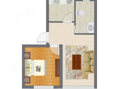 1室1厅 53.20平米户型图